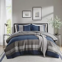 Boulder Stripe Pieced Faux Suede Comforter Set