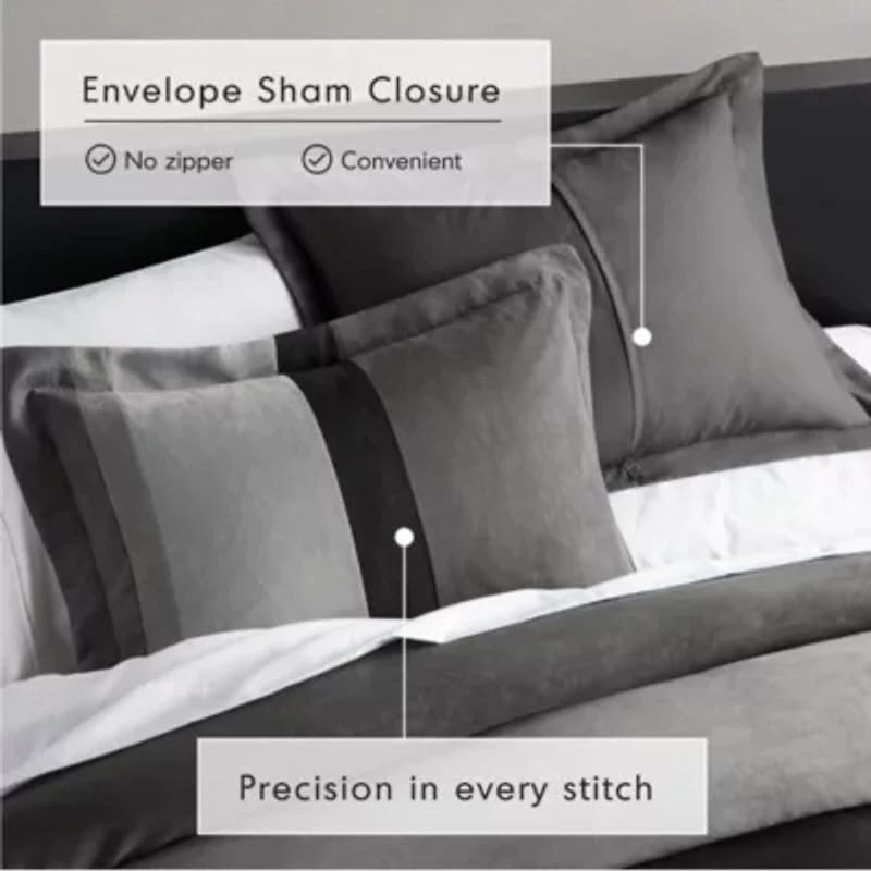 Boulder Stripe Pieced Faux Suede Comforter Set