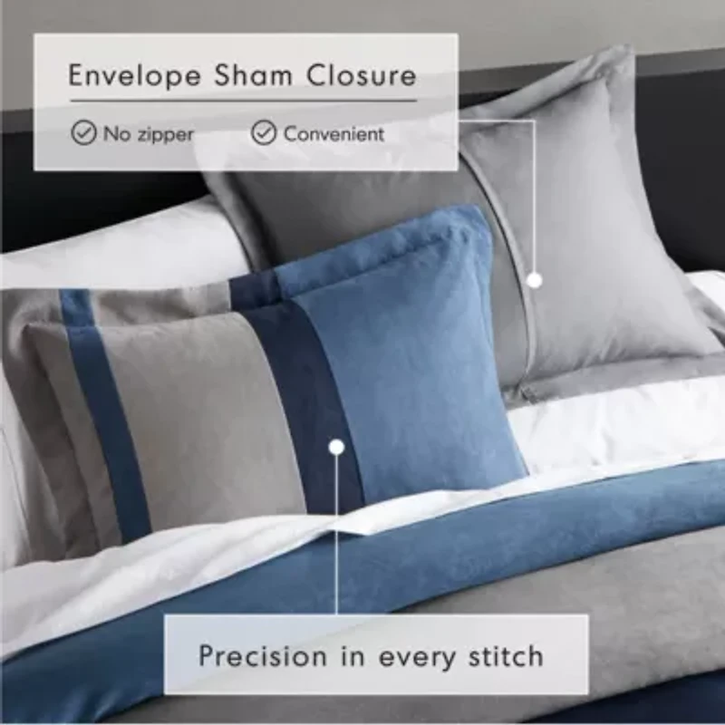 Boulder Stripe Pieced Faux Suede Comforter Set