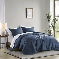 Camden Chambray Print Solid Comforter Set