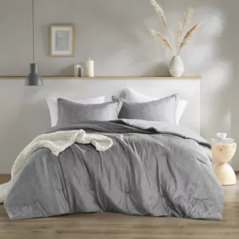 Camden Chambray Print Solid Comforter Set