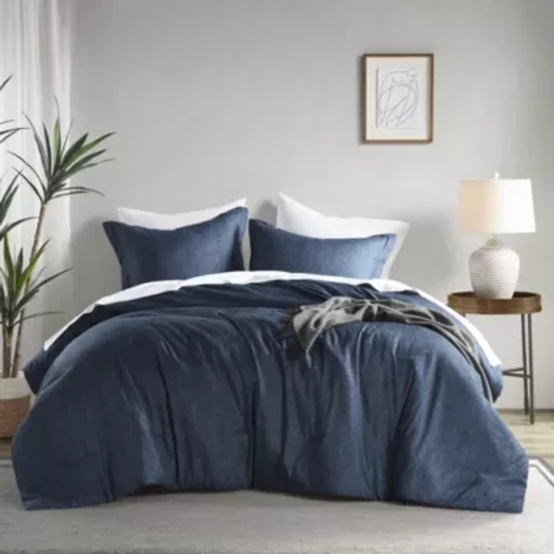 Camden Chambray Print Solid Comforter Set