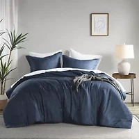 Camden Chambray Print Solid Comforter Set