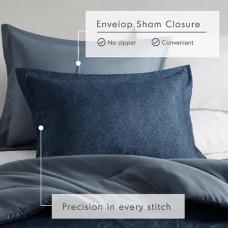 Camden Chambray Print Solid Comforter Set