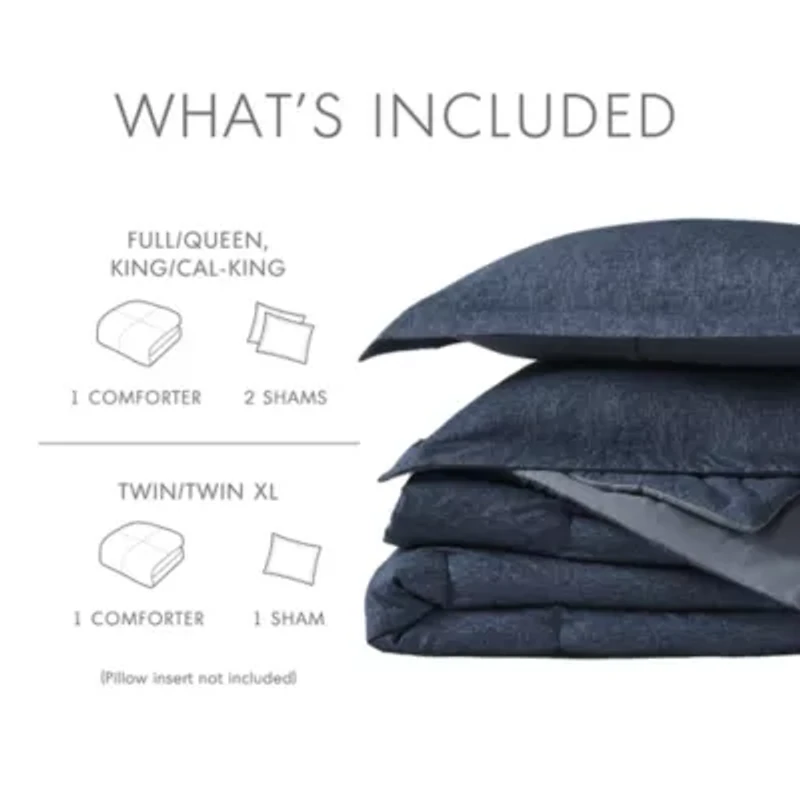 Camden Chambray Print Solid Comforter Set