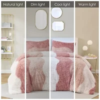 Cassie Ombre Shaggy Faux Fur Comforter Set