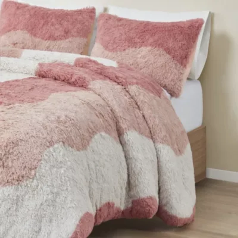 Cassie Ombre Shaggy Faux Fur Comforter Set