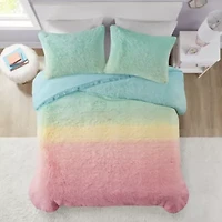 Primrose Ombre Shaggy Faux Fur Comforter Set