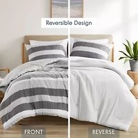 Blake Stripe Textured Print Comforter Set