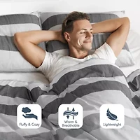 Blake Stripe Textured Print Comforter Set