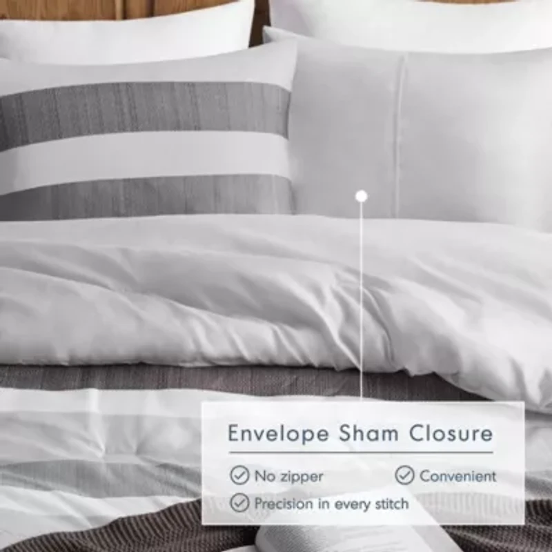 Blake Stripe Textured Print Comforter Set