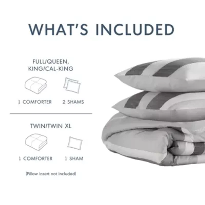 Blake Stripe Textured Print Comforter Set