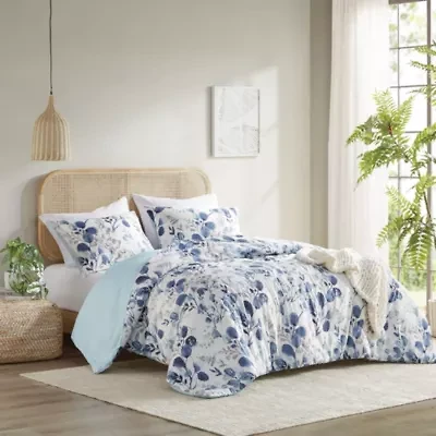 Gabby Reversible Floral Botanical Seersucker Comforter Set