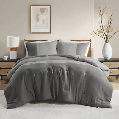 Miro Soft Washed Color Block Comforter Set