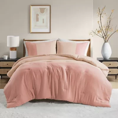 Miro Soft Washed Color Block Comforter Set