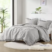 Phoebe Diamond Quilted Ruffle Edge Comforter Set