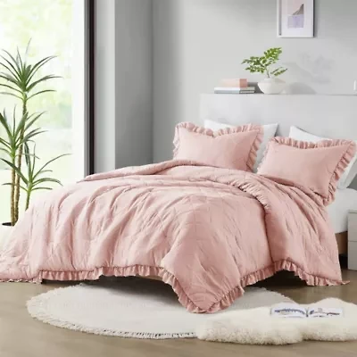 Phoebe Diamond Quilted Ruffle Edge Comforter Set