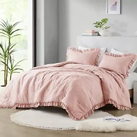 Phoebe Diamond Quilted Ruffle Edge Comforter Set
