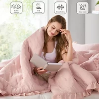 Phoebe Diamond Quilted Ruffle Edge Comforter Set