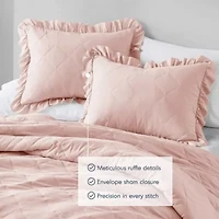 Phoebe Diamond Quilted Ruffle Edge Comforter Set