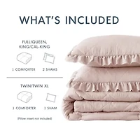 Phoebe Diamond Quilted Ruffle Edge Comforter Set