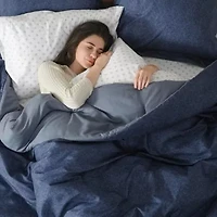 Camden Chambray Print Microfiber Comforter Set with Bed Sheets