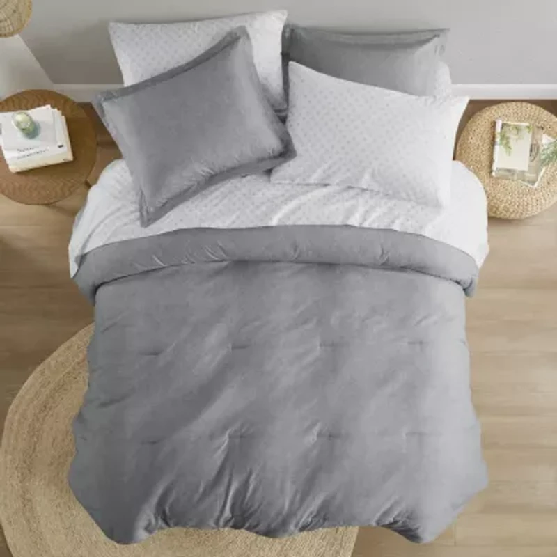 Camden Chambray Print Microfiber Comforter Set with Bed Sheets