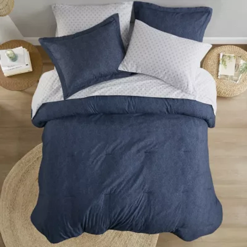 Camden Chambray Print Microfiber Comforter Set with Bed Sheets