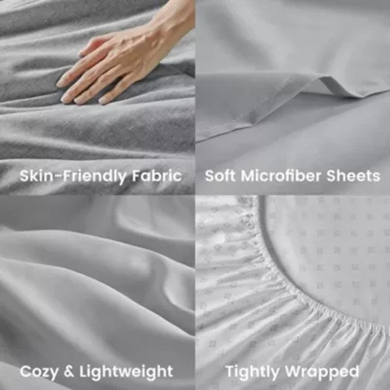 Camden Chambray Print Microfiber Comforter Set with Bed Sheets