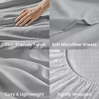 Camden Chambray Print Microfiber Comforter Set with Bed Sheets