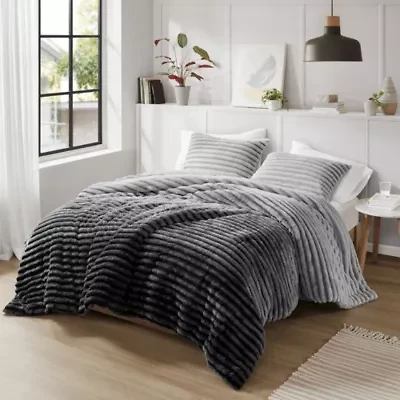 Avril Fluffy Ribbed Plush Comforter Set