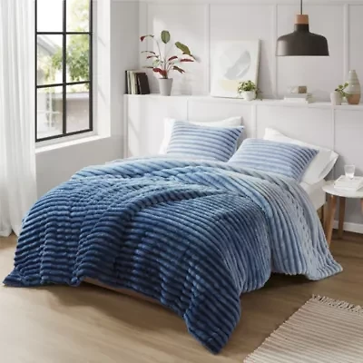 Avril Fluffy Ribbed Plush Comforter Set