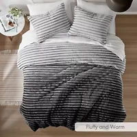Avril Fluffy Ribbed Plush Comforter Set