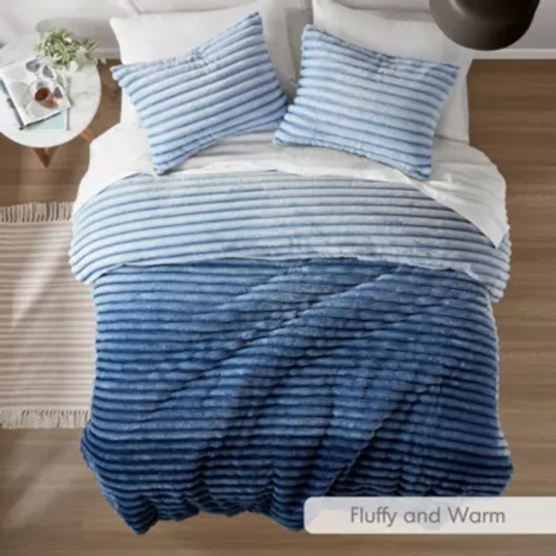 Avril Fluffy Ribbed Plush Comforter Set