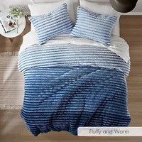 Avril Fluffy Ribbed Plush Comforter Set