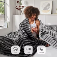 Avril Fluffy Ribbed Plush Comforter Set