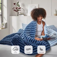 Avril Fluffy Ribbed Plush Comforter Set