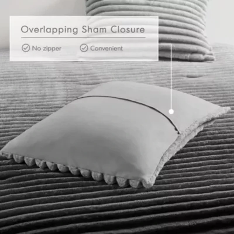 Avril Fluffy Ribbed Plush Comforter Set