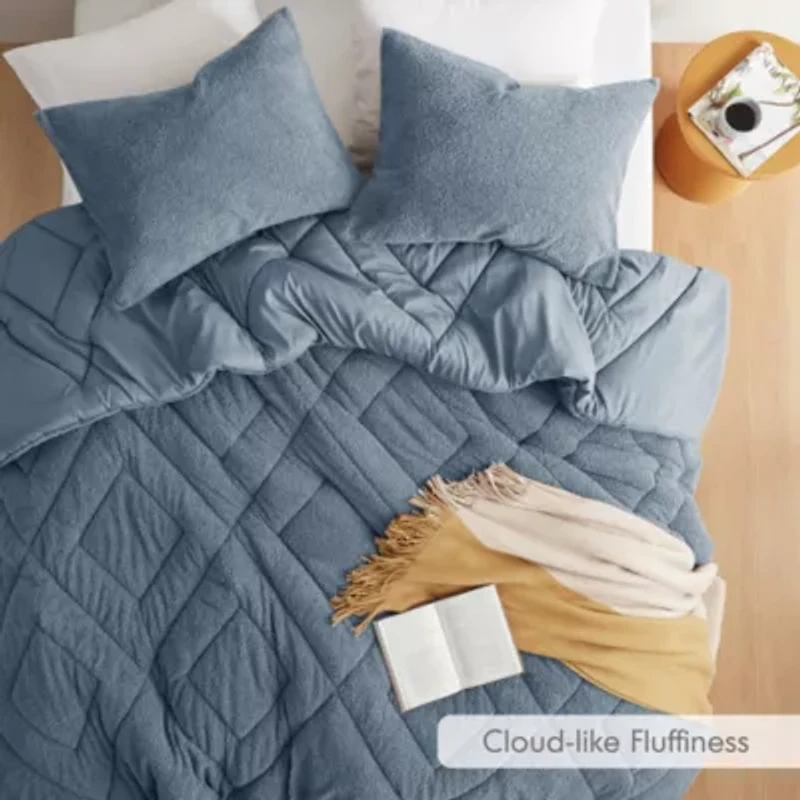 Kyla Double Diamond Quilted Teddy Comforter Set