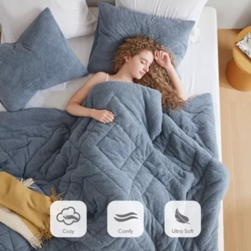 Kyla Double Diamond Quilted Teddy Comforter Set