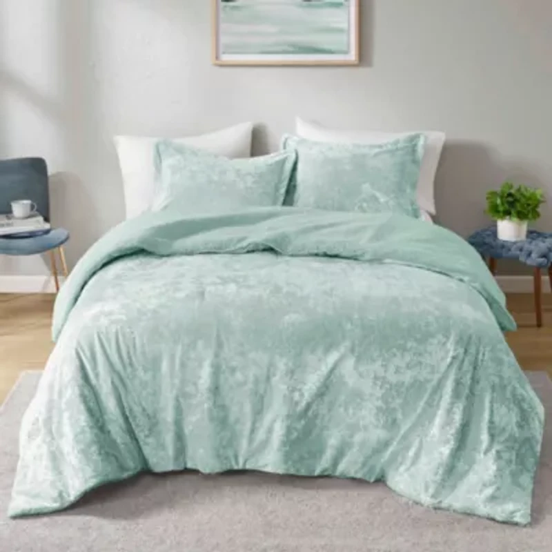 Mira Crushed Velvet Sherpa Reversible Comforter Set