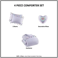 Tessa Tassel Comforter Set with Heart Shaped Throw Pillow