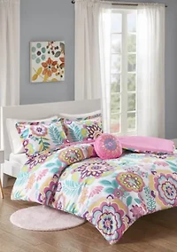 Camille Floral Comforter Set - Pink