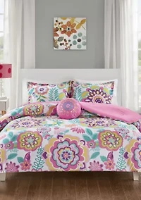 Camille Floral Comforter Set - Pink