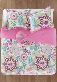 Camille Floral Comforter Set - Pink
