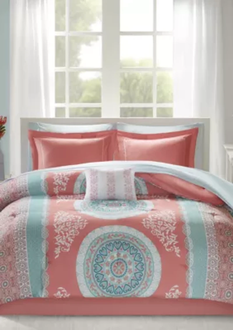 Intelligent Design Loretta Complete Bed Set - Coral