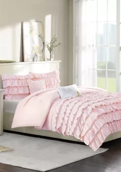 Intelligent Design Waterfall Comforter Set - Blush