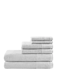 Spa Waffle 6 Piece Jacquard Combed Cotton Towel Set