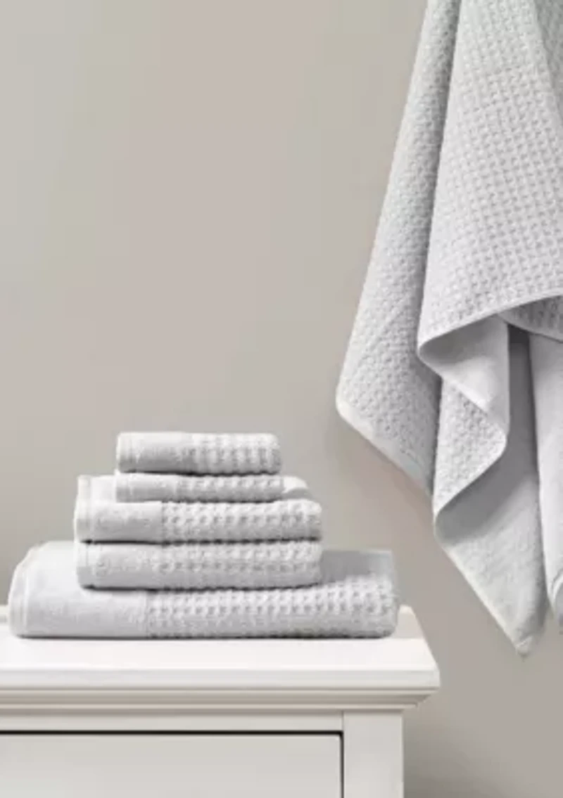 Spa Waffle 6 Piece Jacquard Combed Cotton Towel Set