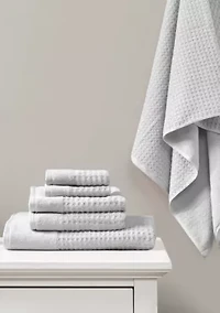 Spa Waffle 6 Piece Jacquard Combed Cotton Towel Set
